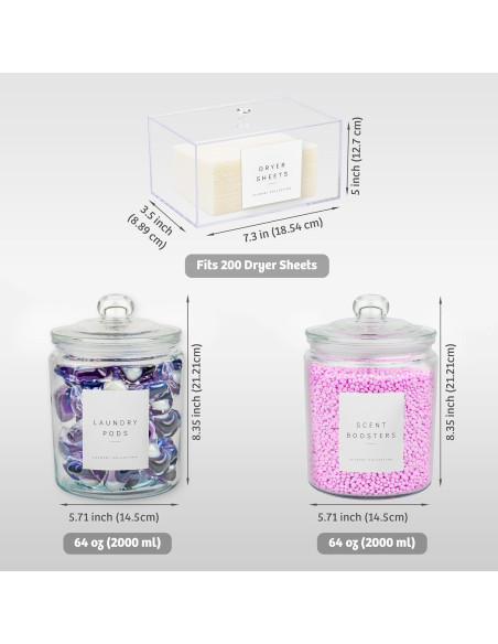 Juego de Almacenamiento para Lavandería Luxenest - 4 Piezas Vidrio