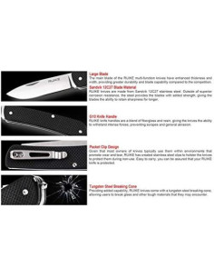 Cuchillo Multifuncional Ruike M31-B, Acero Inoxidable, 15 en 1 2