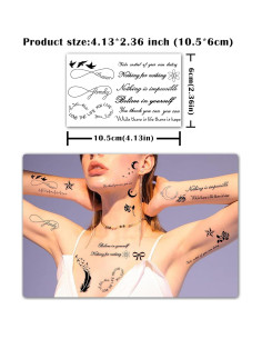 60 Hojas de Tatuajes Temporales Metuu - Diseños Celestiales y Naturales 2