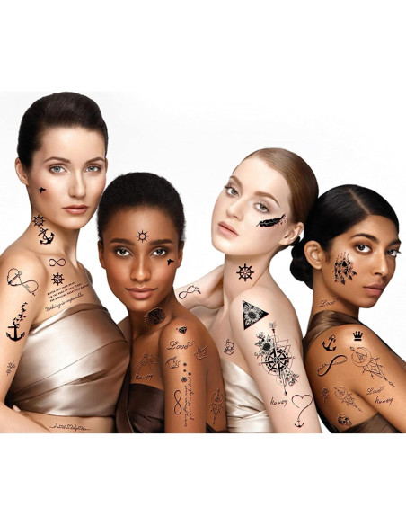 60 Hojas de Tatuajes Temporales Metuu - Diseños Celestiales y Naturales