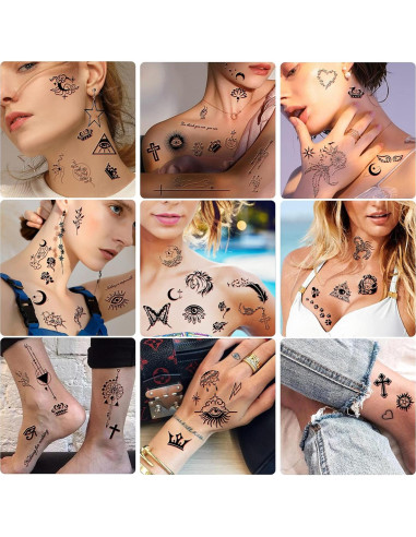 60 Hojas de Tatuajes Temporales Metuu - Diseños Celestiales y Naturales