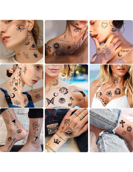 60 Hojas de Tatuajes Temporales Metuu - Diseños Celestiales y Naturales