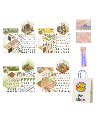 Set de Stickers 3D Casa DIY Uppmeant - Gato Negro, 4 Temas