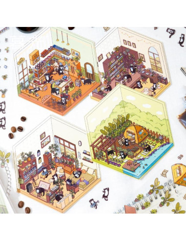 Set de Stickers 3D Casa DIY Uppmeant - Gato Negro, 4 Temas