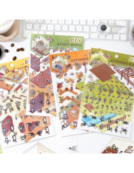 Set de Stickers 3D Casa DIY Uppmeant - Gato Negro, 4 Temas