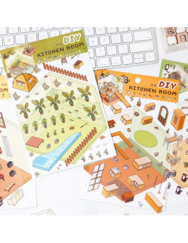 Set de Stickers 3D Casa DIY Uppmeant - Gato Negro, 4 Temas