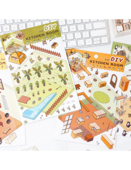 Set de Stickers 3D Casa DIY Uppmeant - Gato Negro, 4 Temas