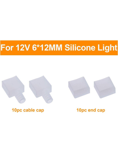 Kit de 20 tapas de cable y finales Shine Decor para luces LED 6x12mm
