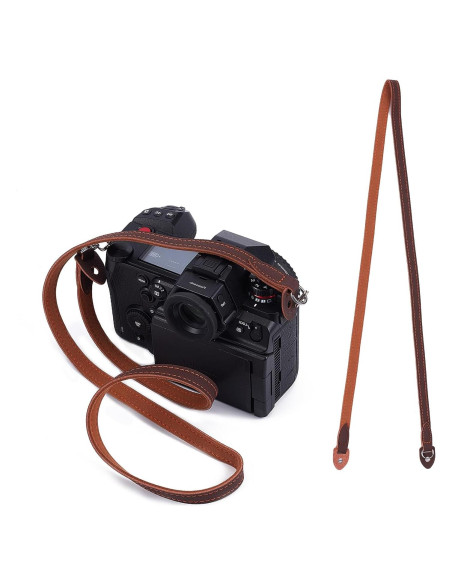 Correa de cámara NICENEEDED de cuero marrón ajustable 95cm