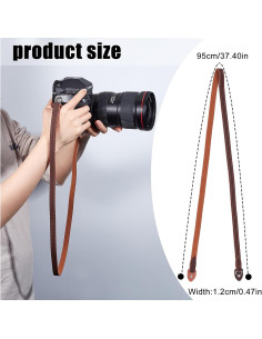 Correa de cámara NICENEEDED de cuero marrón ajustable 95cm 2