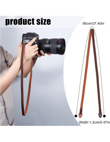 Correa de cámara NICENEEDED de cuero marrón ajustable 95cm