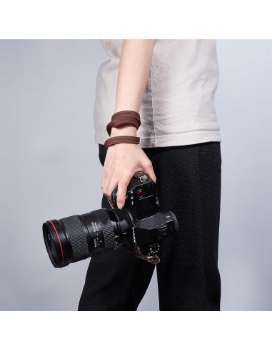 Correa de cámara NICENEEDED de cuero marrón ajustable 95cm