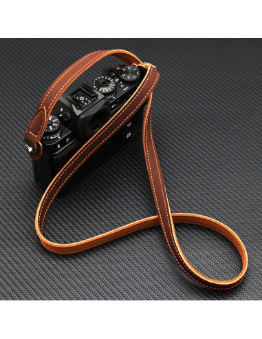 Correa de cámara NICENEEDED de cuero marrón ajustable 95cm
