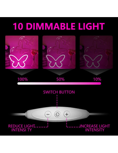 Luz de Neón Mariposa Regulable Dpaint 30x10 cm LED