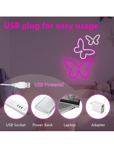 Luz de Neón Mariposa Regulable Dpaint 30x10 cm LED