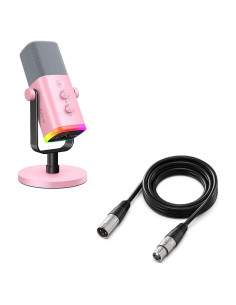 Micrófono Dinámico FIFINE AM8P Rosa para PC con Cable XLR