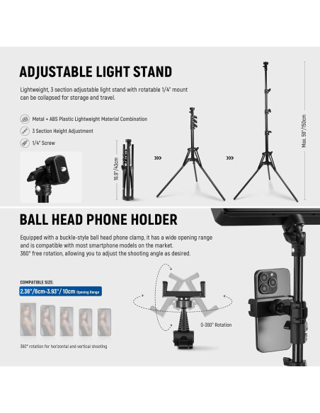 Kit de Iluminación LED Neewer BP300 con Soportes y Filtros Kit de Iluminación LED Neewer BP300 con Soportes y Filtros