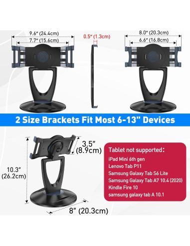 Soporte Ajustable para Tablet DeskLogics TS-8B - 6 a 13 pulgadas - Negro