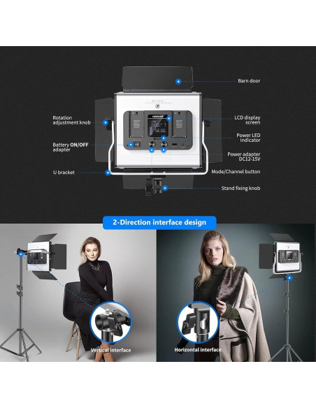 Kit de Iluminación LED NEEWER 660 PRO RGB 50W para Video y Fotografía