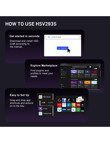 Controlador de Transmisión VSDinside TreasLin HSV293S 15 Teclas Macro
