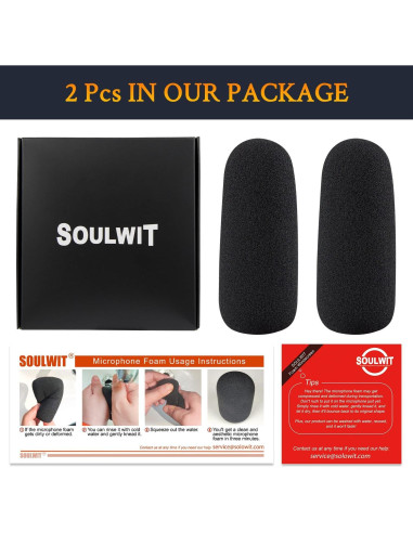 Filtros Pop para Micrófonos SOULWIT - 2 Pcs Espuma Negra