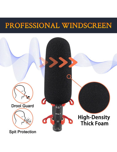 Filtros Pop para Micrófonos SOULWIT - 2 Pcs Espuma Negra