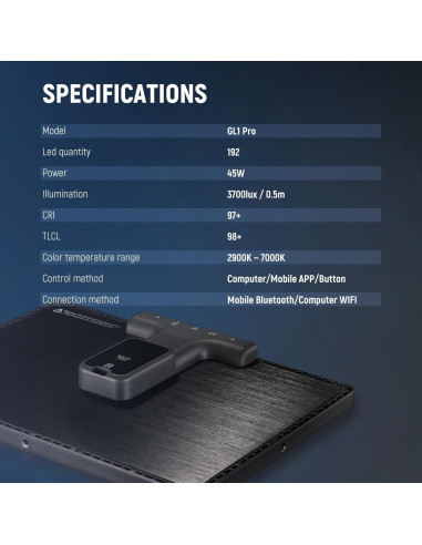 Luz Clave LED NEEWER GL1 PRO para Streaming, CRI97+, Control APP