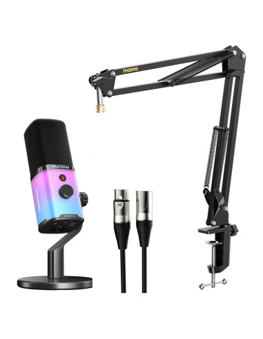 Micrófono Dinámico MAONO PD100X con Brazo BA20 y RGB