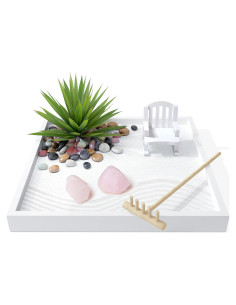 Jardín Zen de Escritorio Cularve Blanco Moderno con Cristales