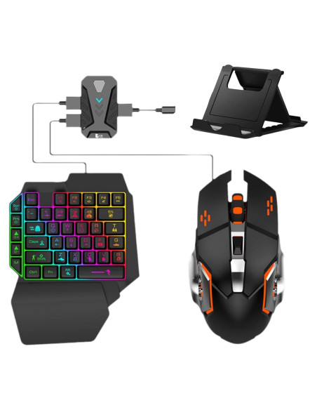 Combo de Juego Móvil 4 en 1 VQP: Teclado, Ratón, Soporte