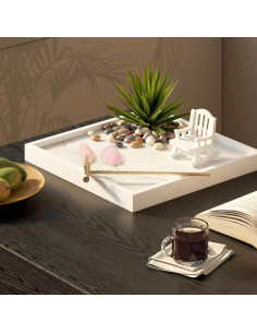 Jardín Zen de Escritorio Cularve Blanco Moderno con Cristales 2