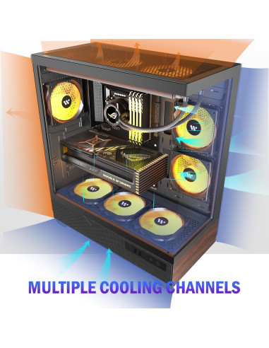 Caja de PC KEDIERS P6 ATX con 5 Ventiladores ARGB y Vidrio Templado