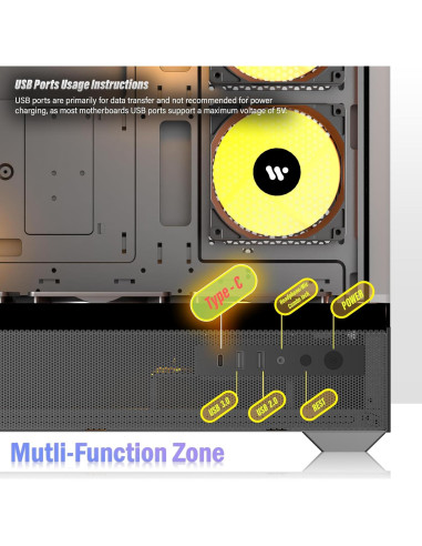 Caja de PC KEDIERS P6 ATX con 5 Ventiladores ARGB y Vidrio Templado