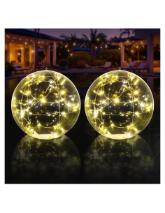 Luces Flotantes LED Solares Askyli 15" Blancas Cálidas - 2 Piezas