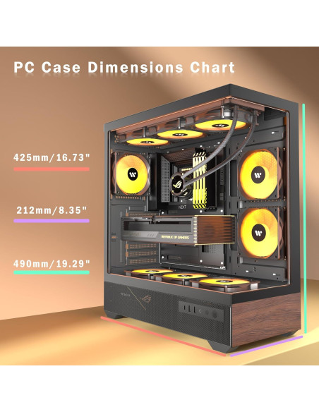 Caja de PC KEDIERS P6 ATX con 5 Ventiladores ARGB y Vidrio Templado