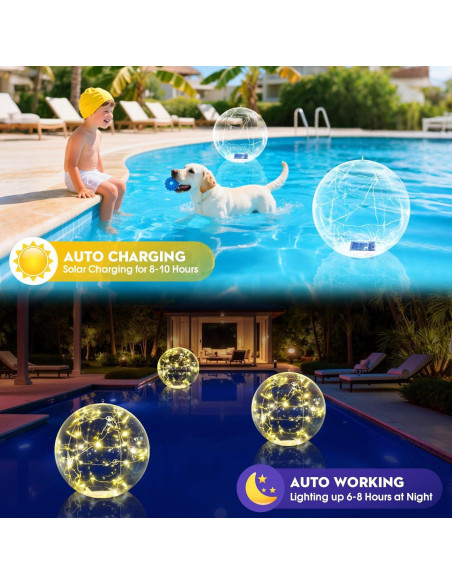 Luces Flotantes LED Solares Askyli 15" Blancas Cálidas - 2 Piezas