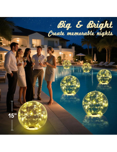 Luces Flotantes LED Solares Askyli 15" Blancas Cálidas - 2 Piezas