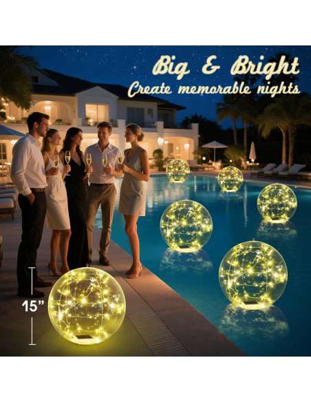 Luces Flotantes LED Solares Askyli 15" Blancas Cálidas - 2 Piezas