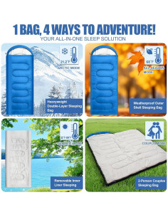 Saco de dormir 2 en 1 Cozivo impermeable para 4 estaciones 2