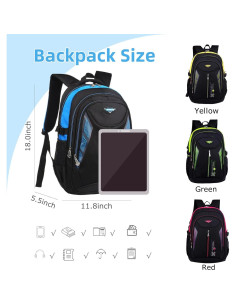 Mochila Escolar Impermeable Nylon Azul 46.2x30x14 cm 2