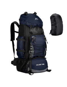 Mochila de Senderismo 90L Azul con Funda Impermeable