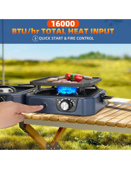 Estufa de Camping de Propano Pontuss 2 Quemadores 16000 BTU