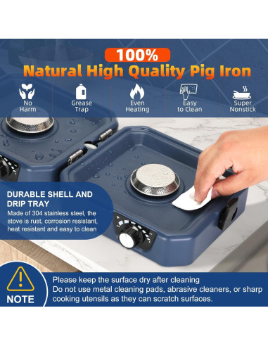 Estufa de Camping de Propano Pontuss 2 Quemadores 16000 BTU