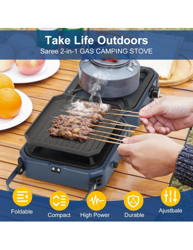 Estufa de Camping de Propano Pontuss 2 Quemadores 16000 BTU