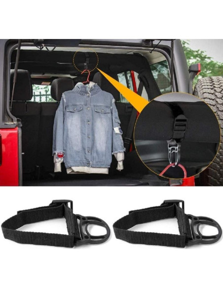 Gancho de abrigo JeCar para Jeep Wrangler 2PCS Negro