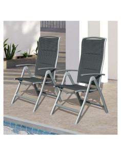 Conjunto de Sillas Plegables Domi para Patio - 2 Piezas, Aluminio