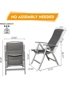 Conjunto de Sillas Plegables Domi para Patio - 2 Piezas, Aluminio 2