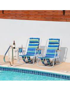 Silla de Camping Plegable Bonnlo con Soporte para Vaso, 4 Posiciones 2