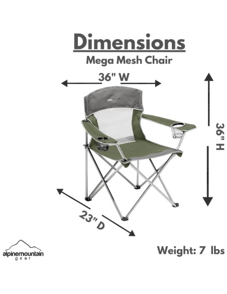Silla de Camping Mega Mesh Verde Alpine Mountain Gear