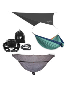 Hamaca Bear Butt Kodiak 250 kg Nylon Negra con Cubierta y Red Antimosquitos